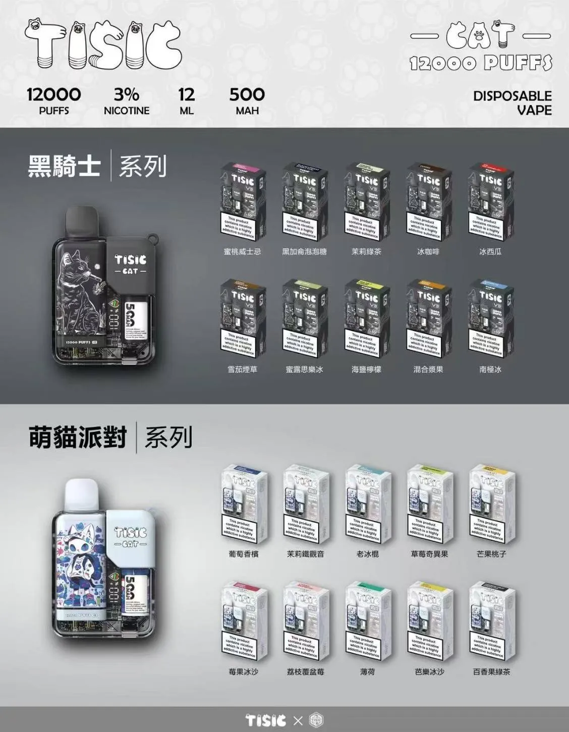 TISIC黑騎士×萌貓派對一次性小煙|12000口長效輸出×高顏值潮玩設計 TISIC黑騎士