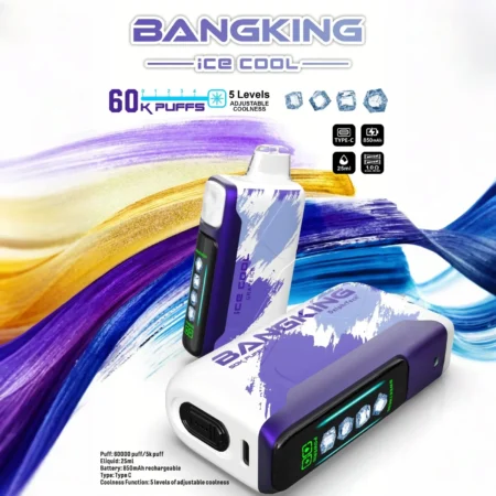 Bang King 60000 拋棄式電子煙|LED 螢幕顯示 × 五檔冰度調節|超長續航大容量・多款口味 Bang King 60000 拋棄式電子煙|LED 螢幕顯示 × 五檔冰度調節|超長續航大容量・多款口味