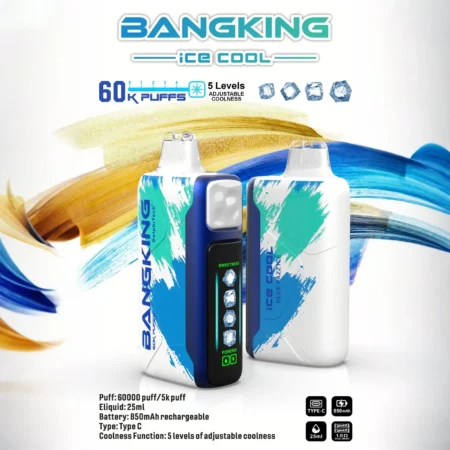 Bang King 60000 拋棄式電子煙|LED 螢幕顯示 × 五檔冰度調節|超長續航大容量・多款口味 Bang King 60000 拋棄式電子煙|LED 螢幕顯示 × 五檔冰度調節|超長續航大容量・多款口味